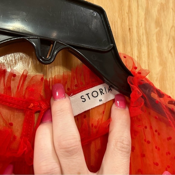 Storia Red Ruffled Tulle Dress - Picture 10 of 13